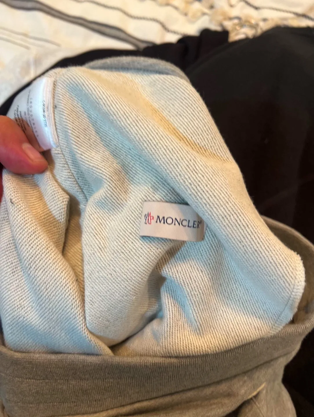 Moncler Gray Sweatpants with Red and White Stripes image indicator(3)