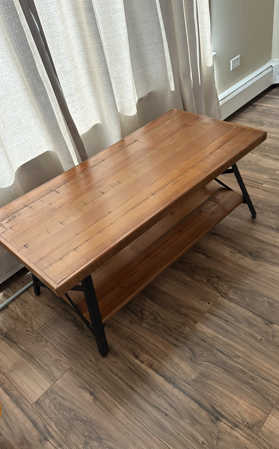 Rustic Wood Coffee Table with Metal Legs