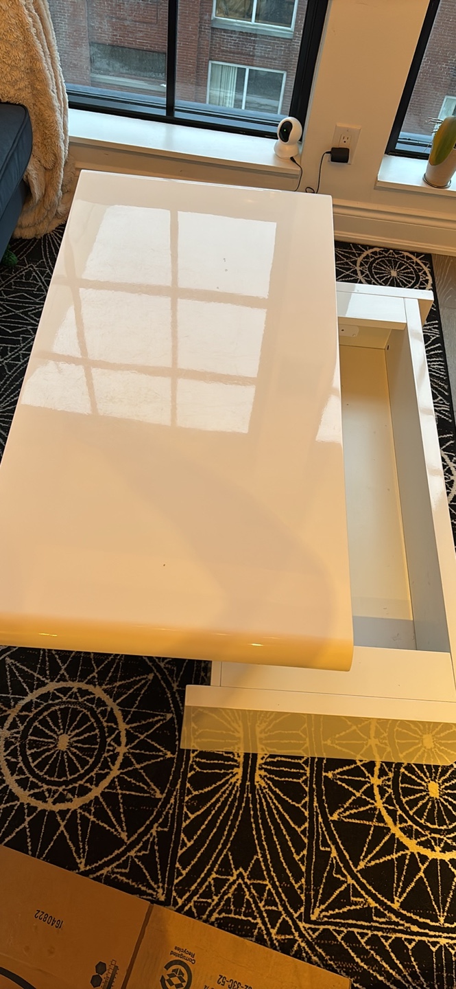 White Lift-Top Coffee Table with Storage - photo 4