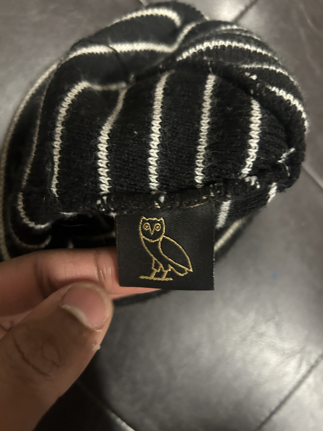 OVO Striped Beanie - Black & White - photo 4