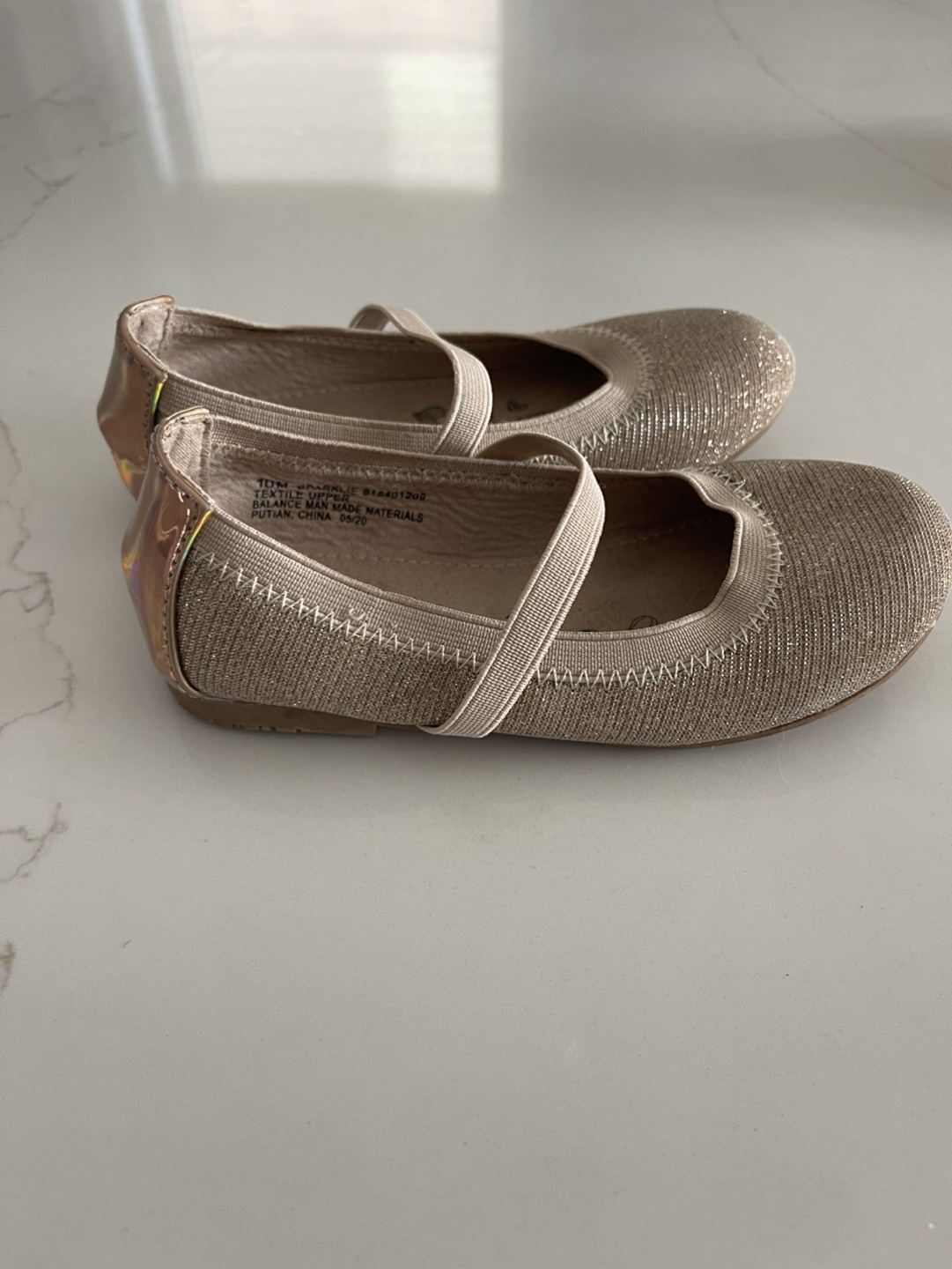 Girls' Size 10M Gold Sparkle Mary Janes