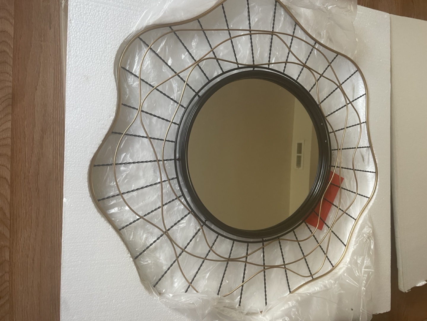 24x24 Modern Gold and Black Metal Wall Mirror
