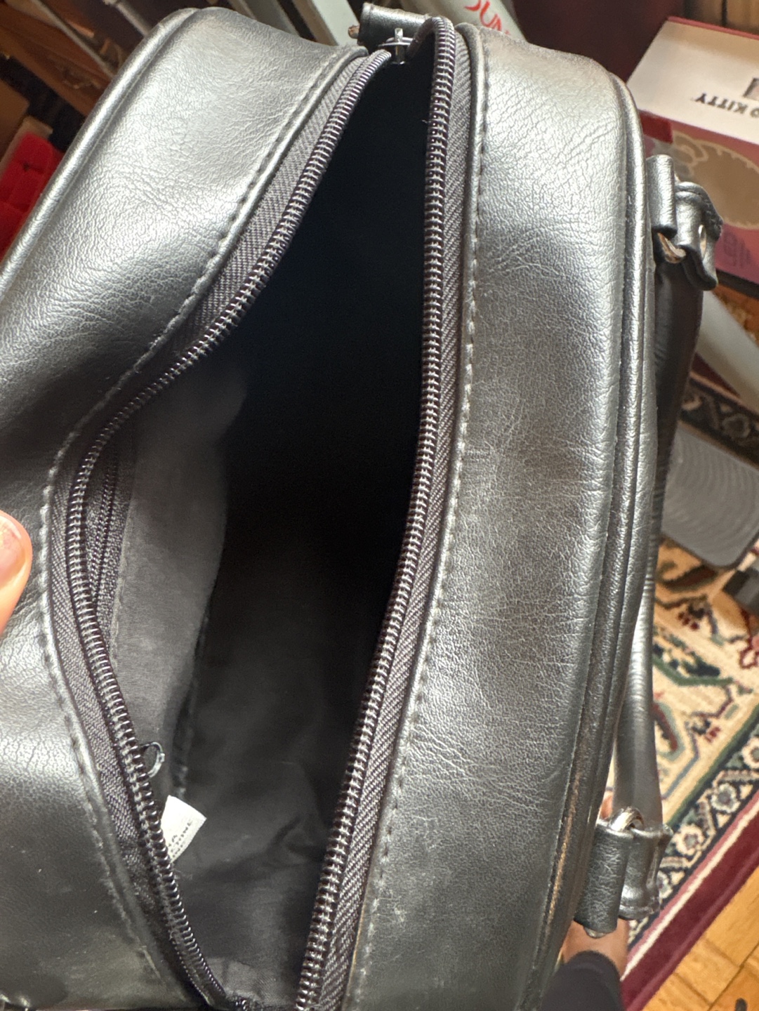 Black Leather Handbag with Shoulder Strap - photo 3