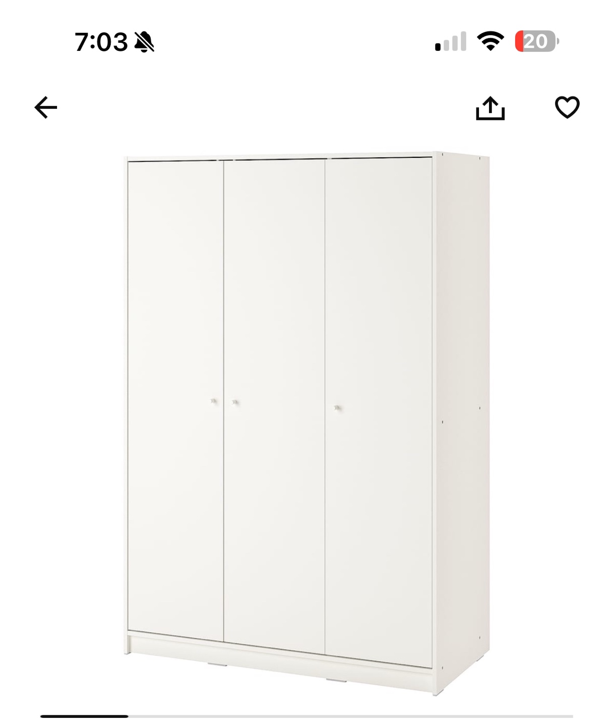 IKEA White 3-Door Wardrobe
