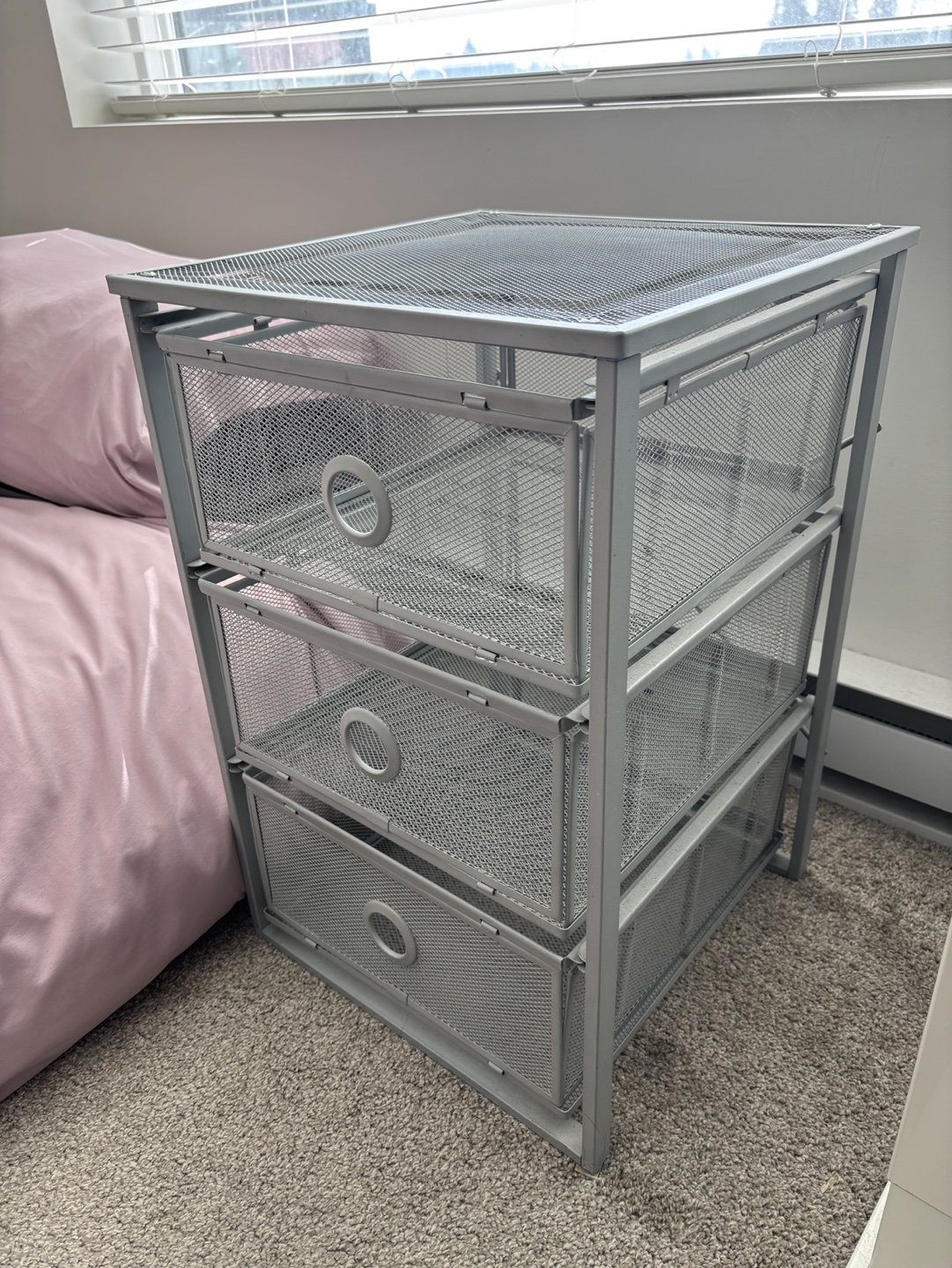 Three-Drawer Metal Mesh Organizer
