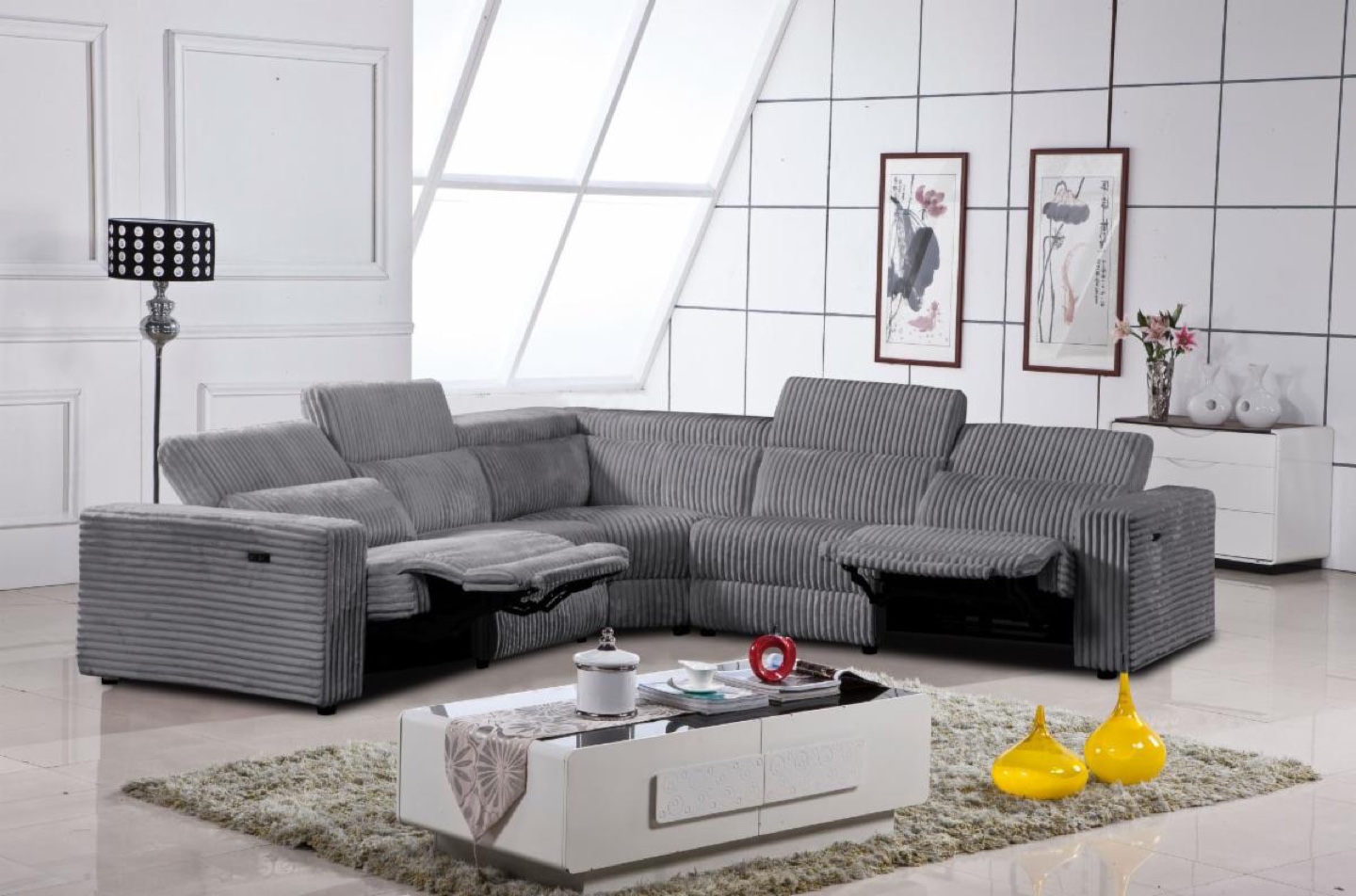 Brand new sectional cream black and gray power
