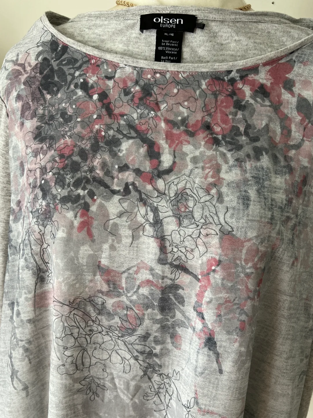 Grey Floral Long Sleeve Olsen Blouse image indicator(7)