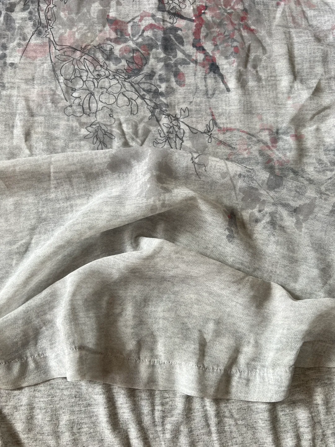 Grey Floral Long Sleeve Olsen Blouse image indicator(9)