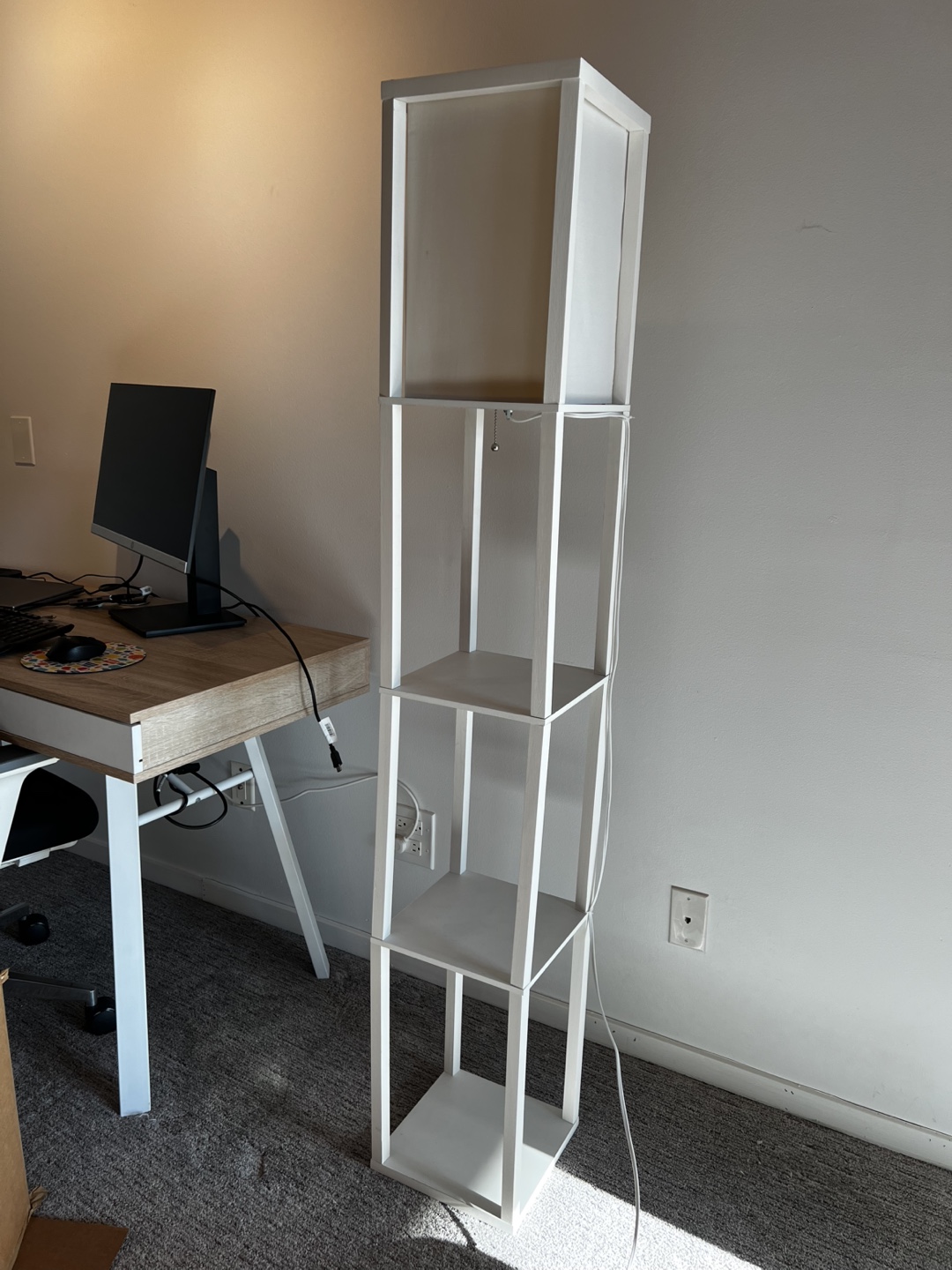 White Floor Lamp with Shelves