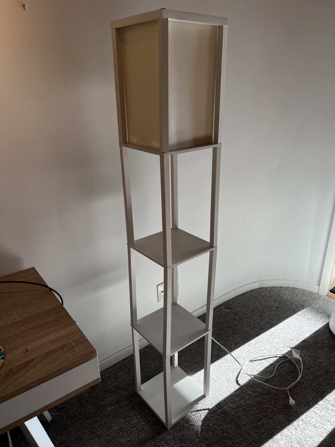 White Floor Lamp with Shelves - photo 2