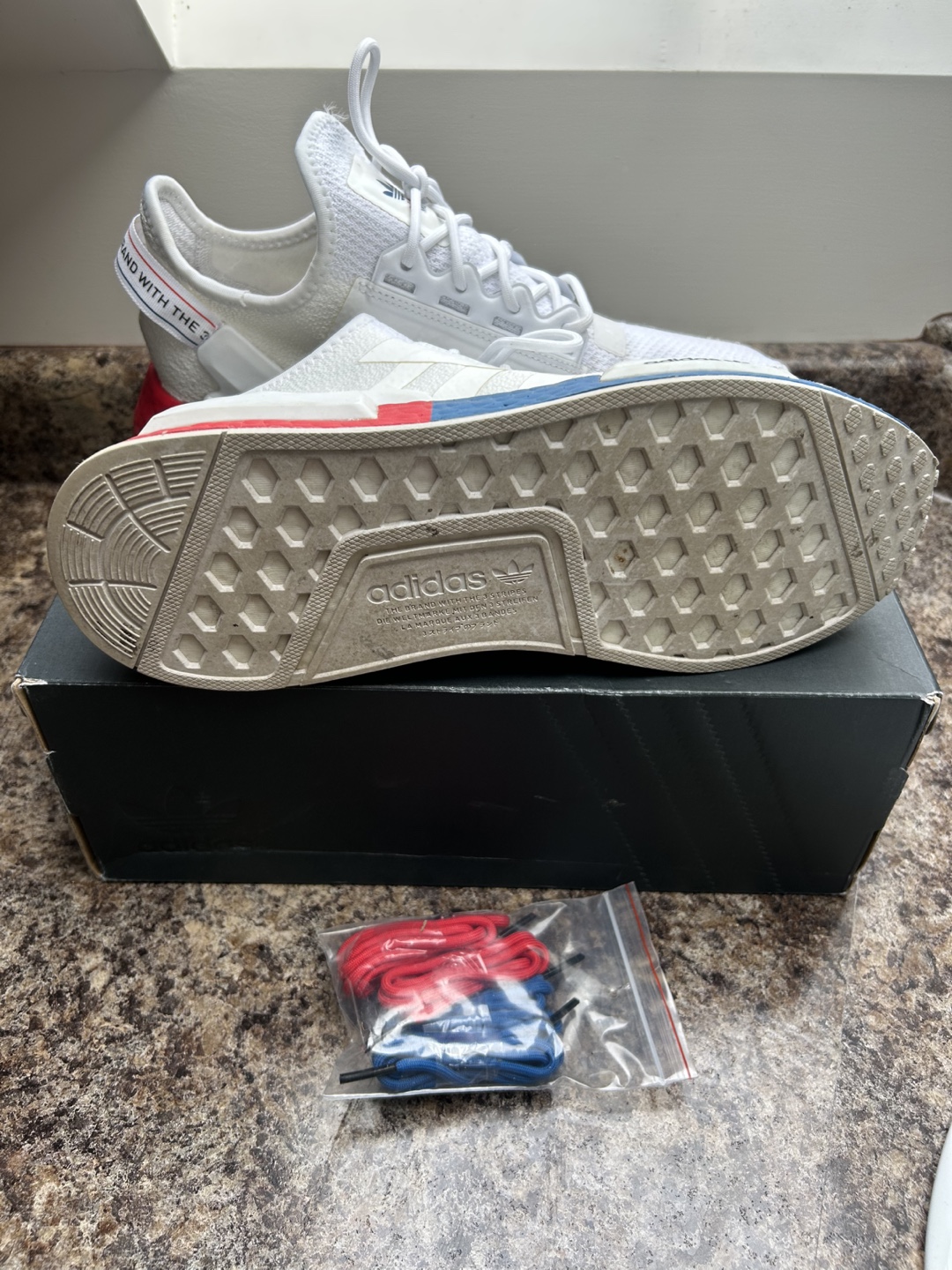 Adidas NMD_R1 White Red Blue Sneakers - photo 5