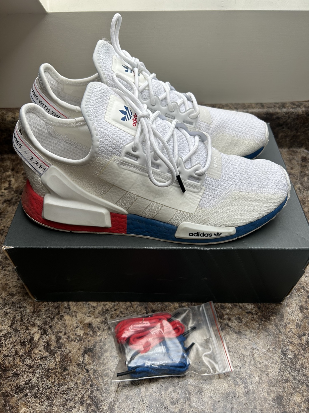 Adidas NMD_R1 White Red Blue Sneakers - photo 4