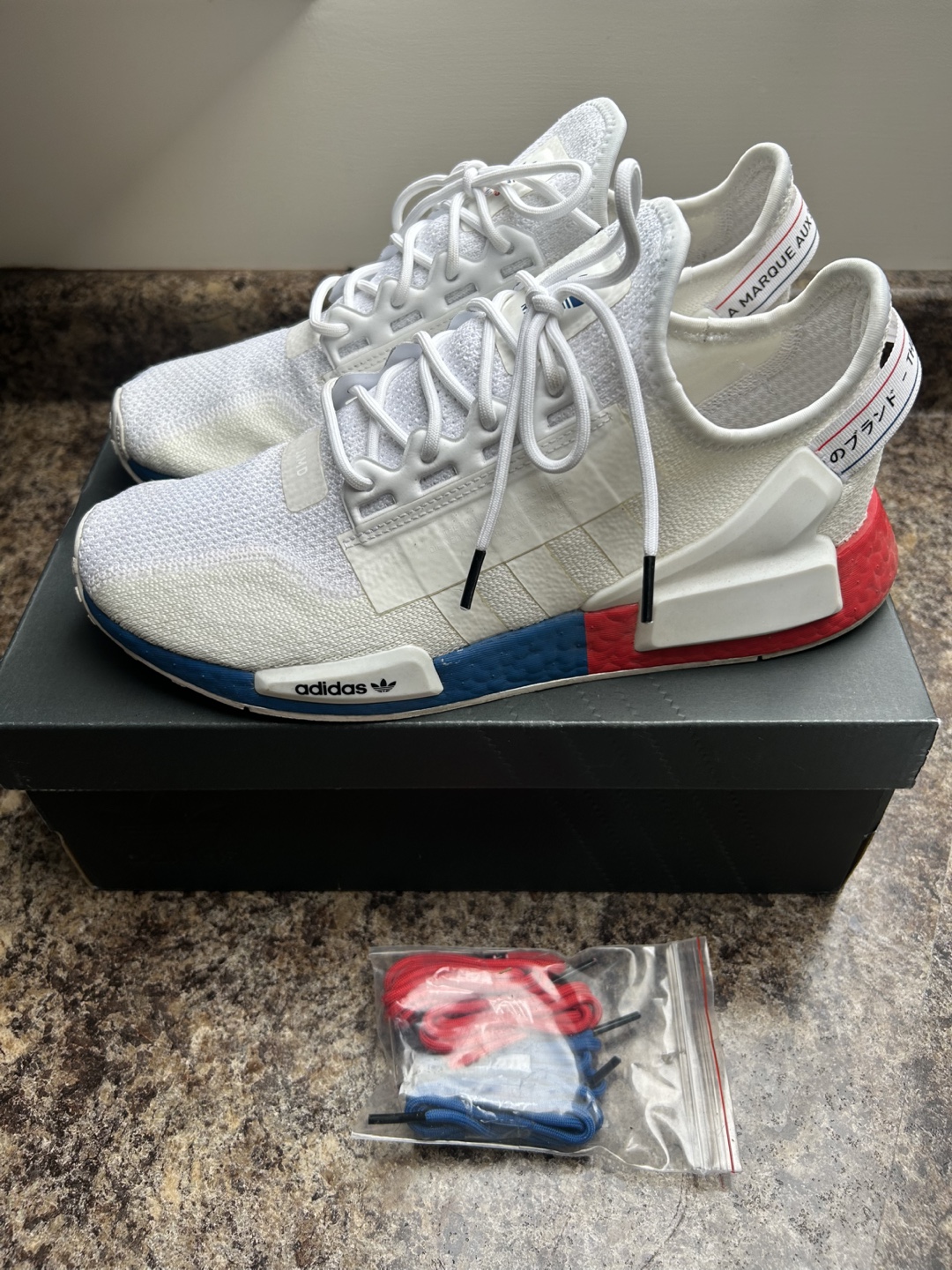 Adidas NMD_R1 White Red Blue Sneakers