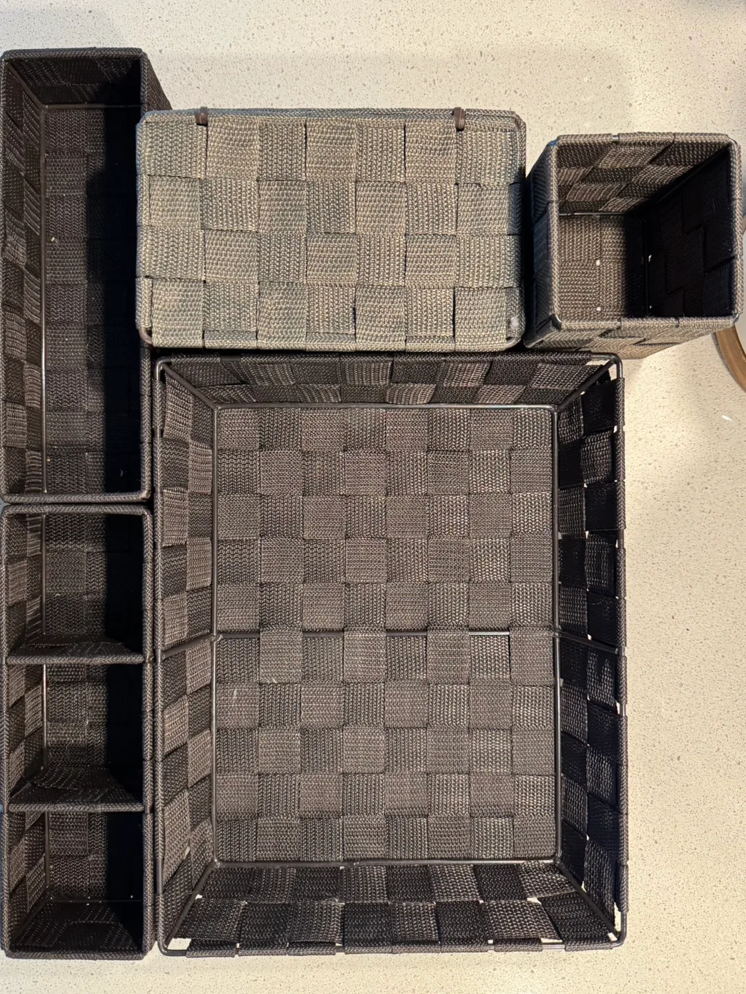 Set of 6 Brown Woven Storage Baskets image indicator(3)