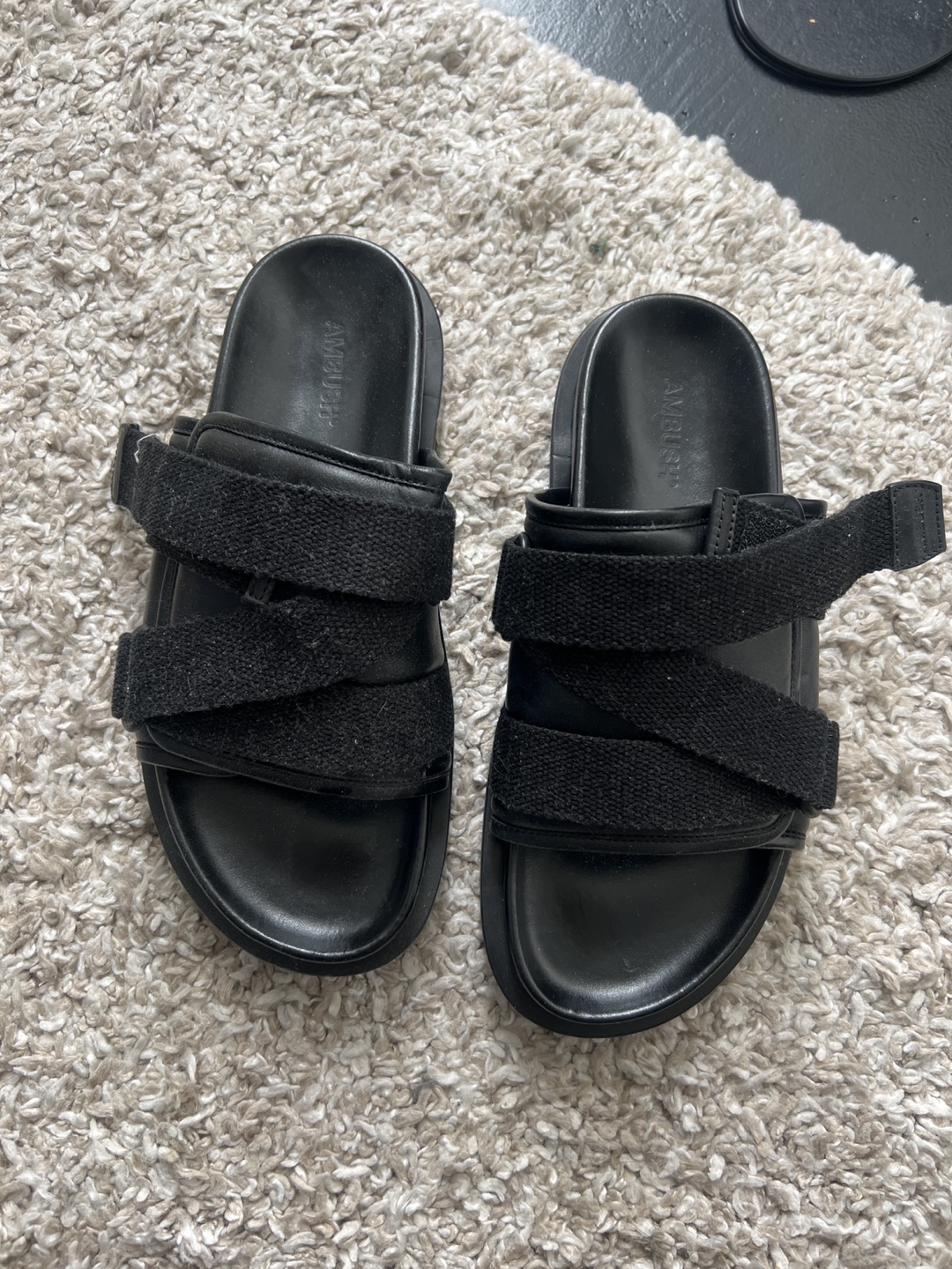 AMBUSH Black Leather Slides