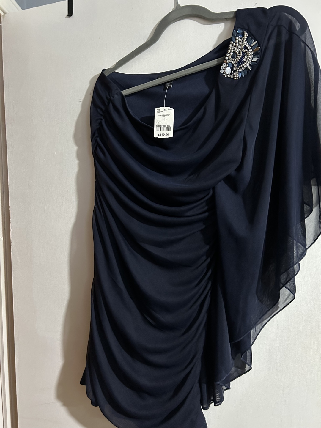 Navy Blue One-Shoulder Dress