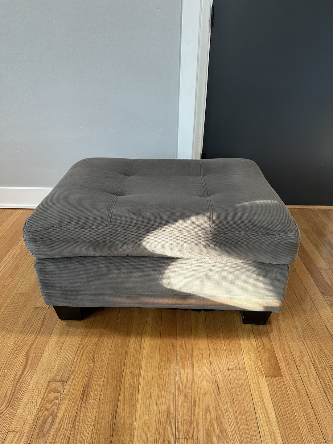 Gray Upholstered Ottoman - photo 2