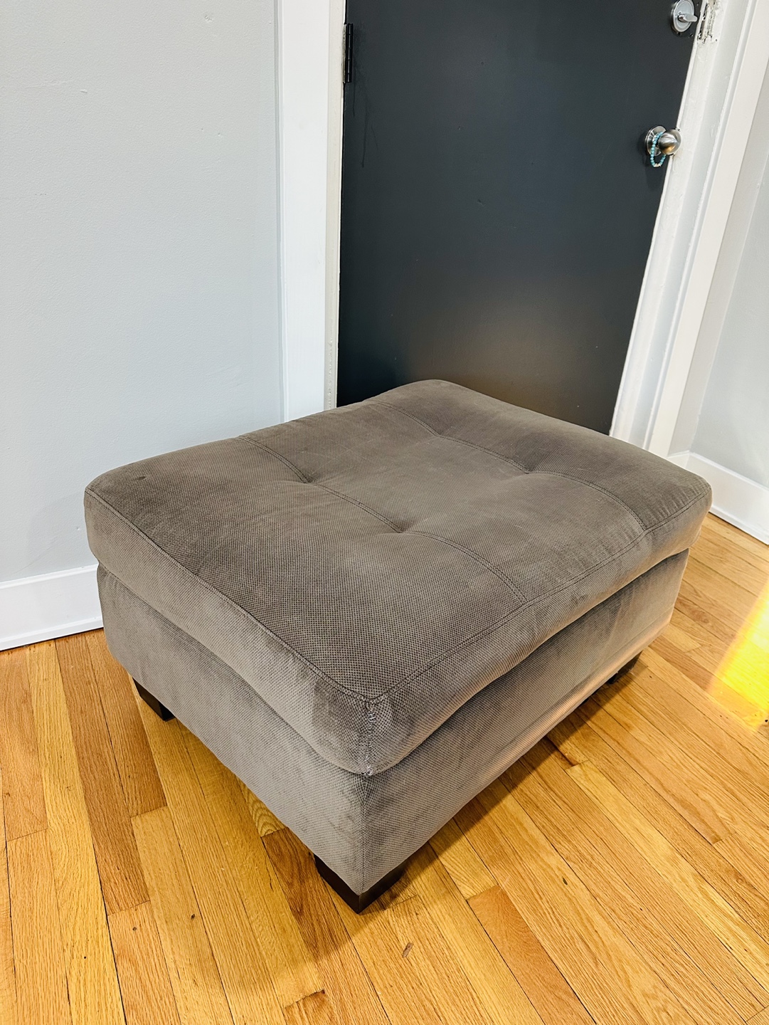 Gray Upholstered Ottoman