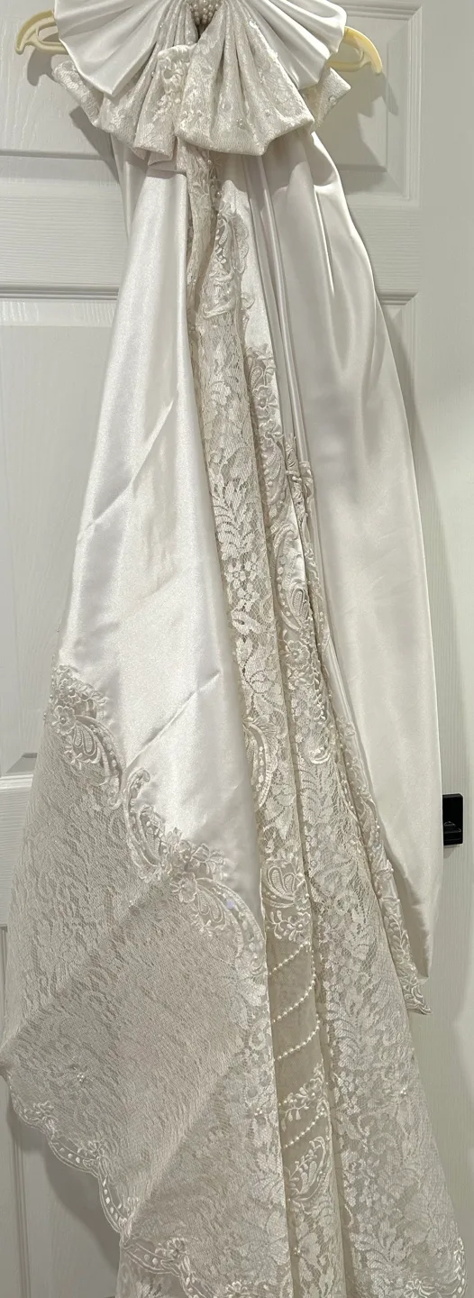 Stunning Designer Wedding Gown/Detachable Train image indicator(9)