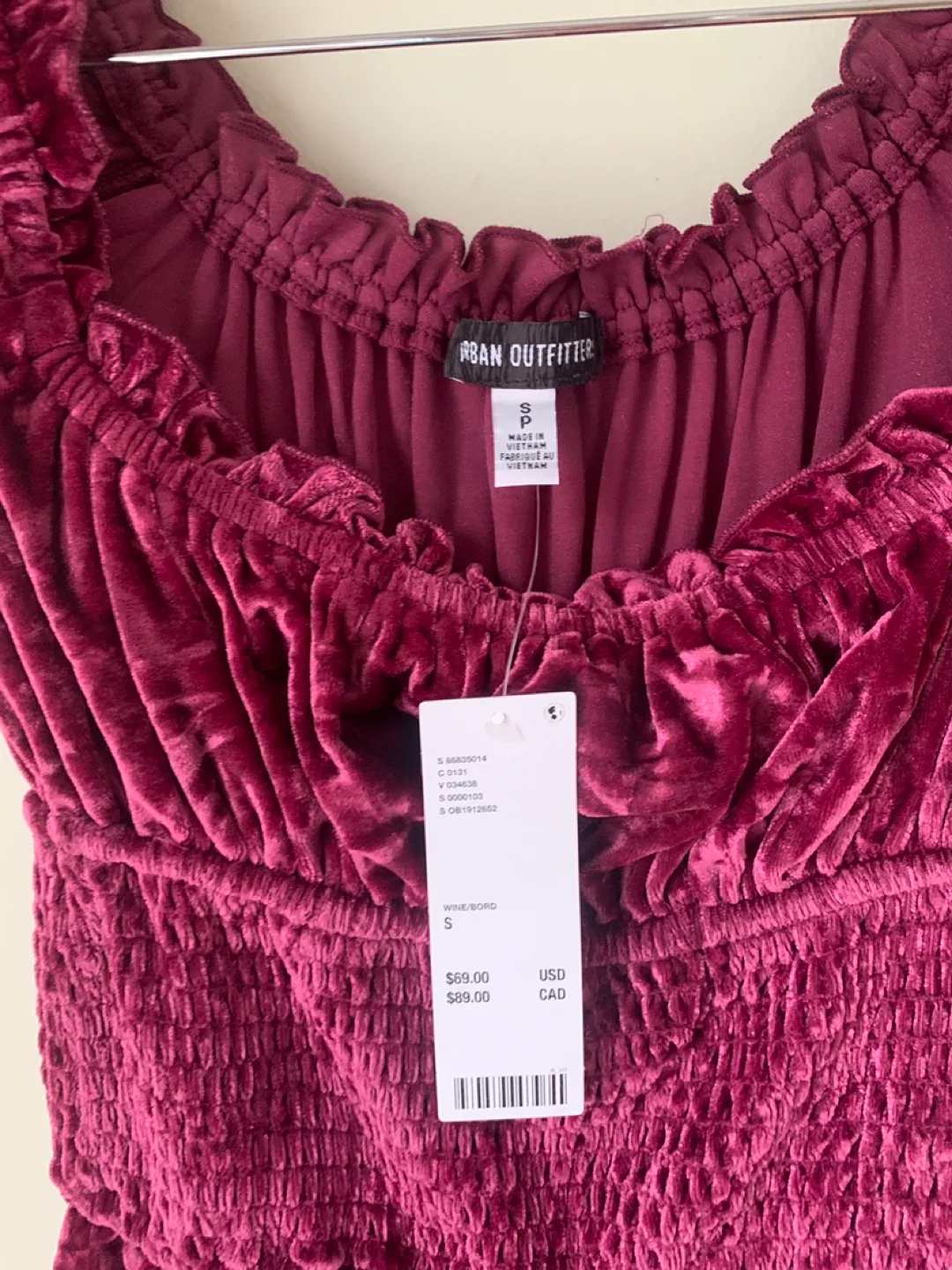 NWT Urban Outfitters Rosie Velvet Mini Dress image indicator(6)
