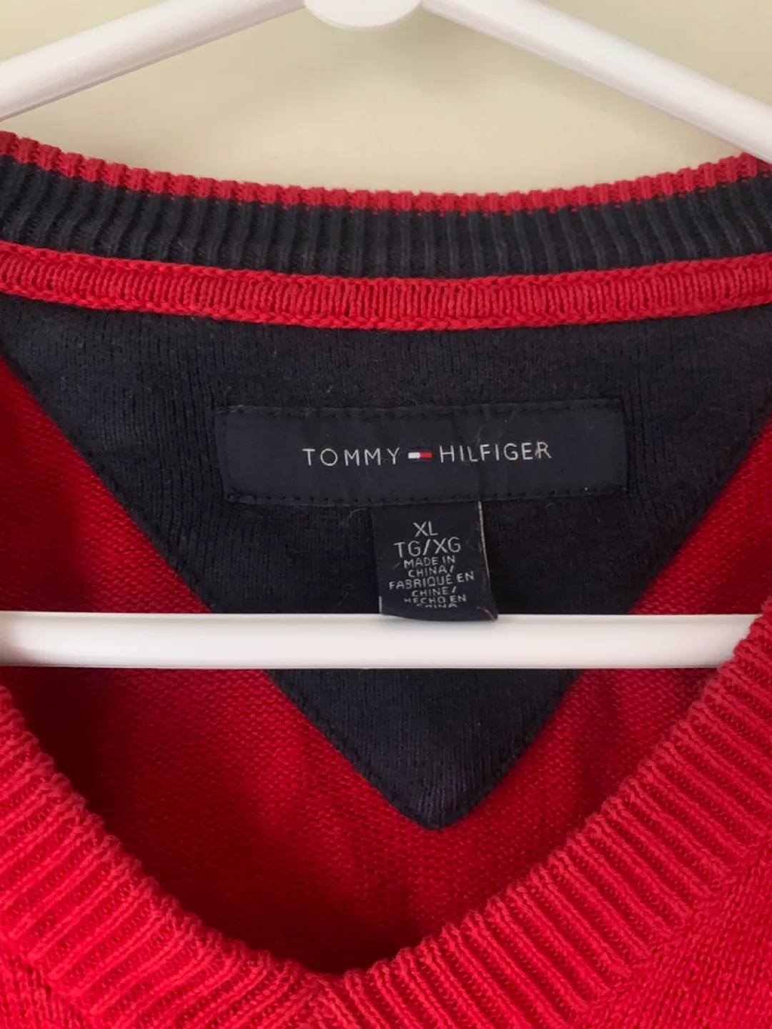 Tommy Hilfiger Men's Red V-Neck Sweater - Size XL image indicator(2)