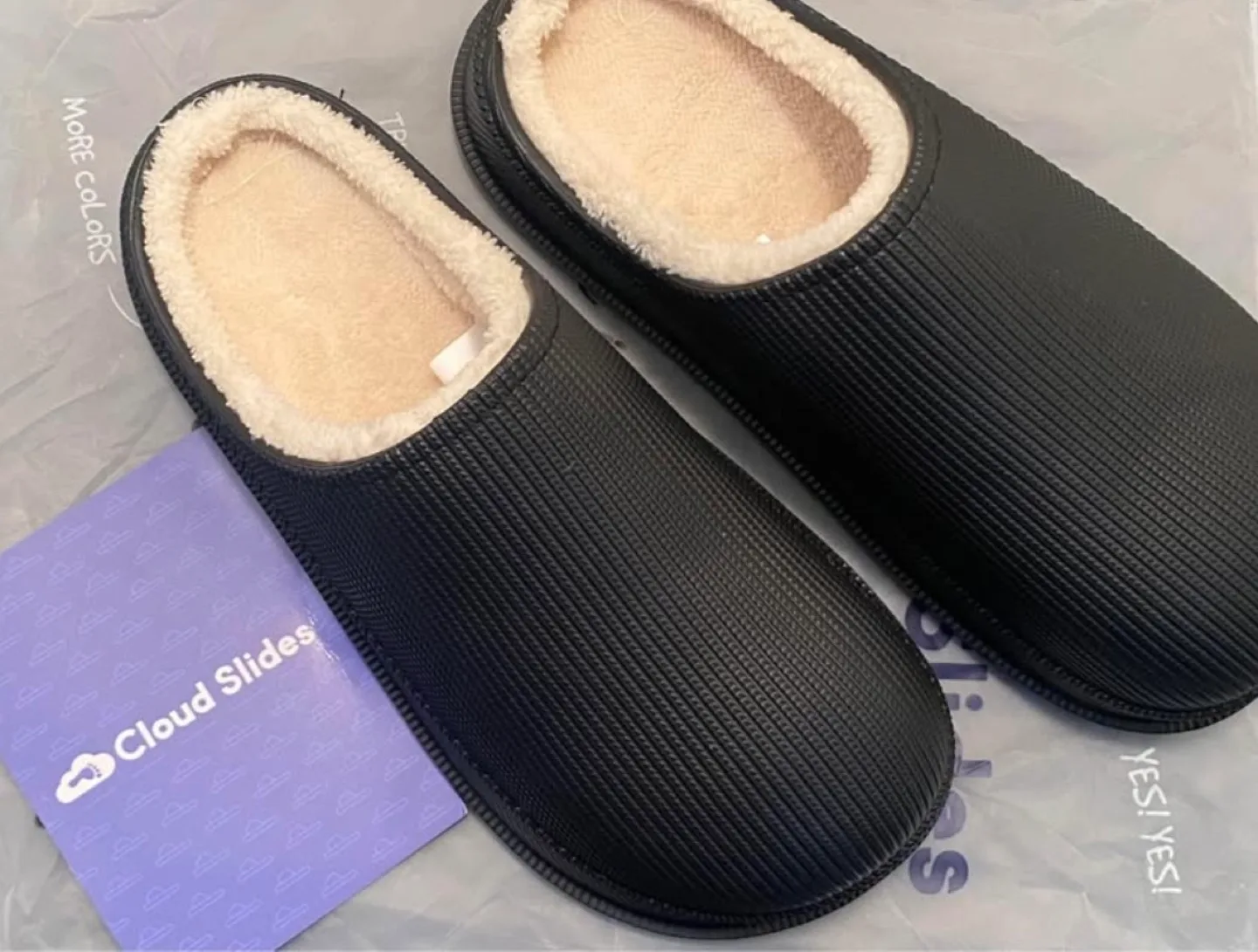 Cloud Slides Cozy Black Slippers thumbnail