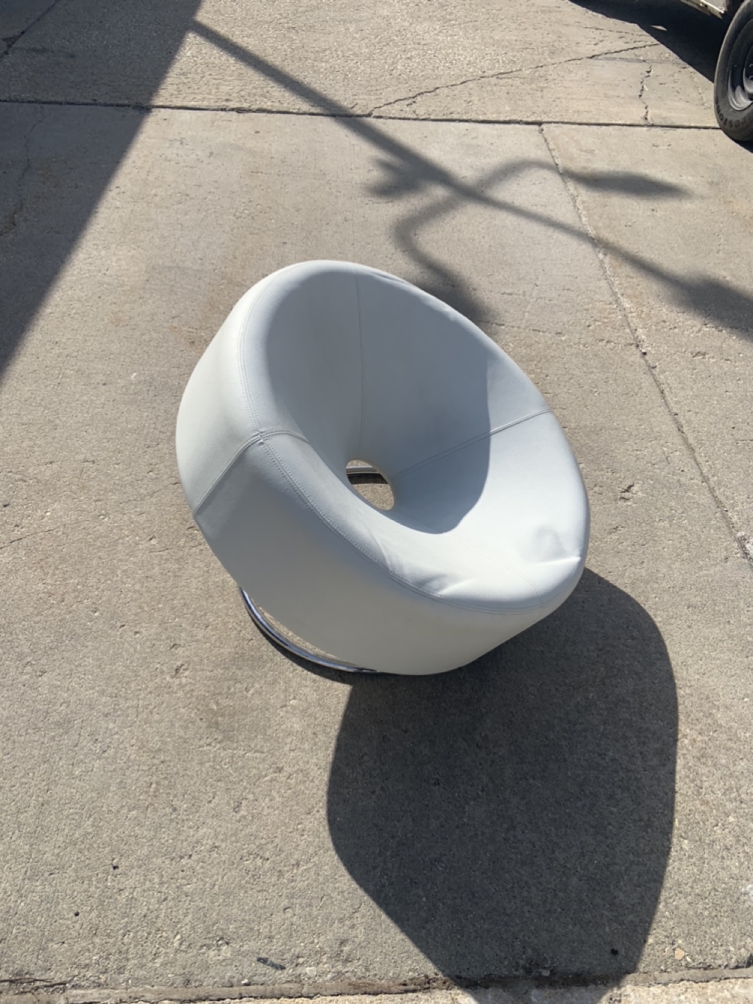 Unique Swivel Chair, White Leatherette - photo 2