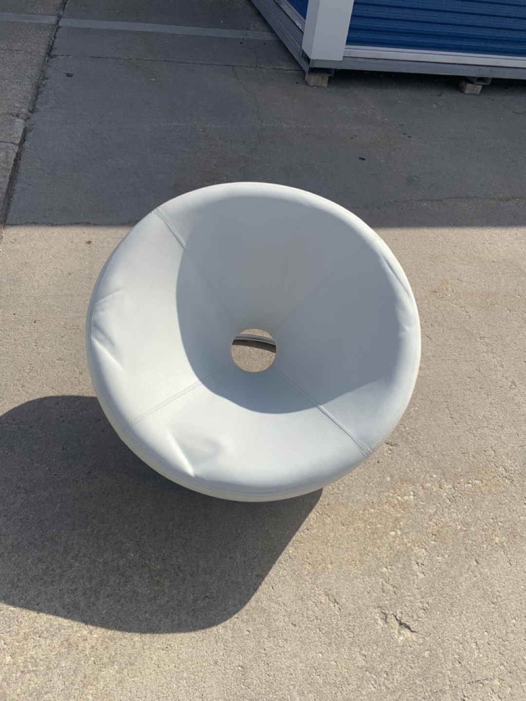 Unique Swivel Chair, White Leatherette