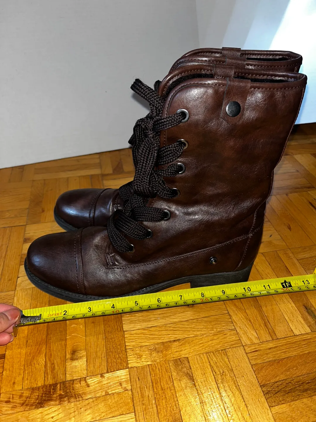 Women’s Brown Faux Leather Lace-Up Boots - Size 11 image indicator(4)