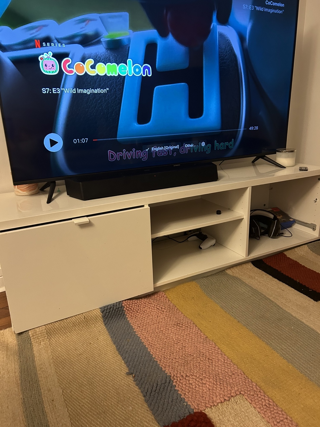 White TV Stand with Storage - photo 2