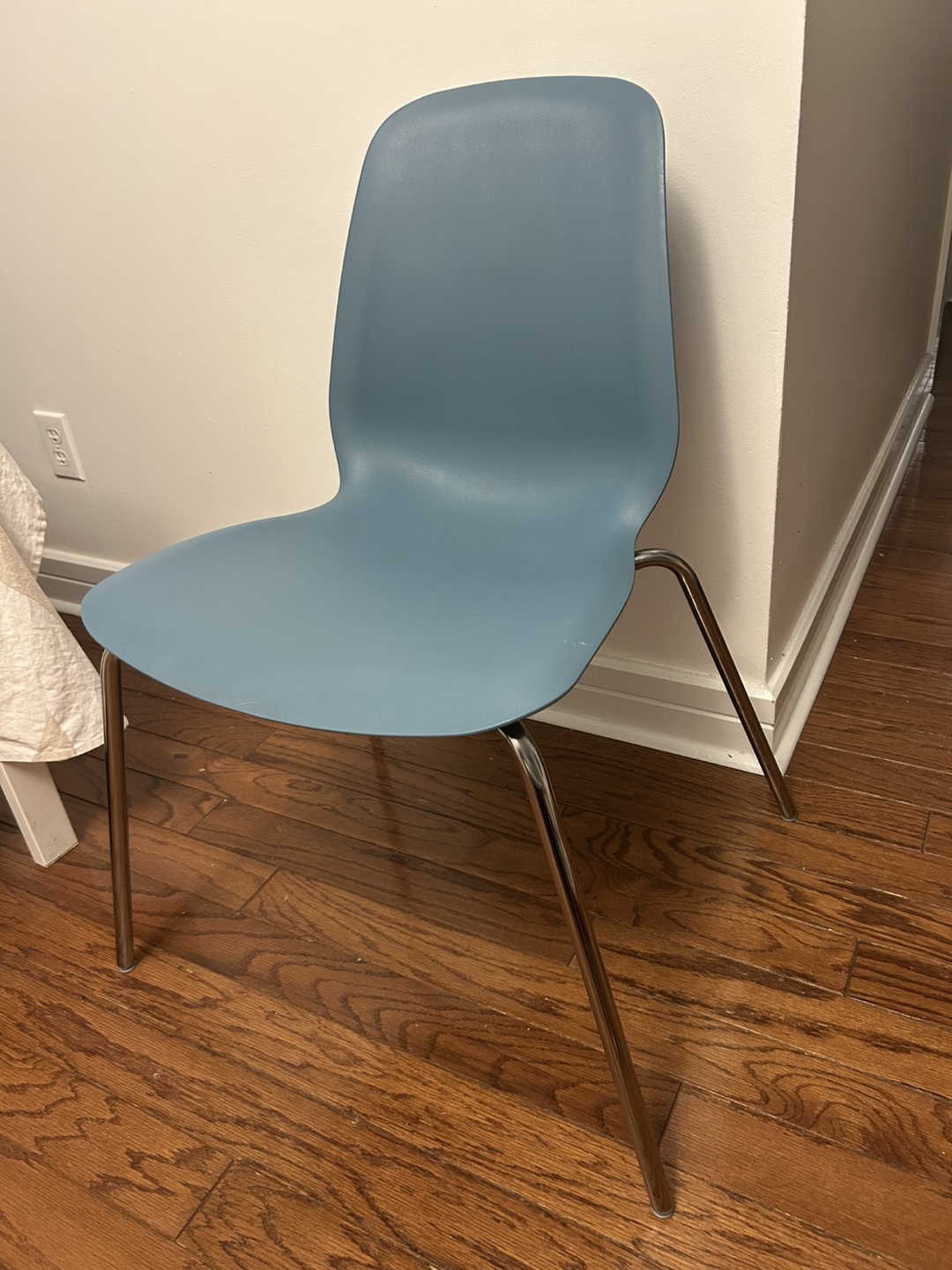 Blue Plastic Chair with Chrome Legs - photo 2