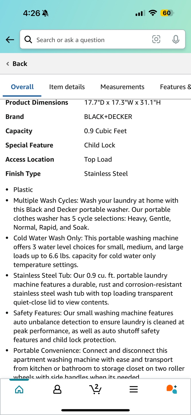 BLACK+DECKER 0.9 Cu. Ft. Portable Washer - photo 3
