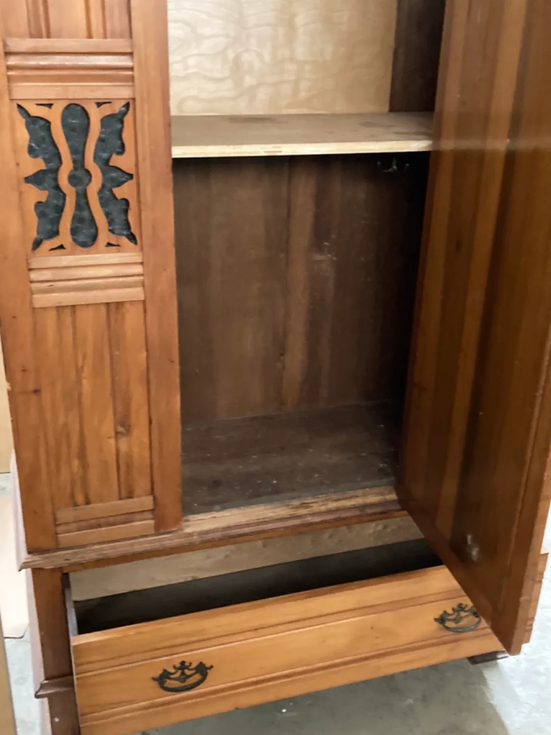 Antique Wooden Armoire with Mirror image indicator(2)