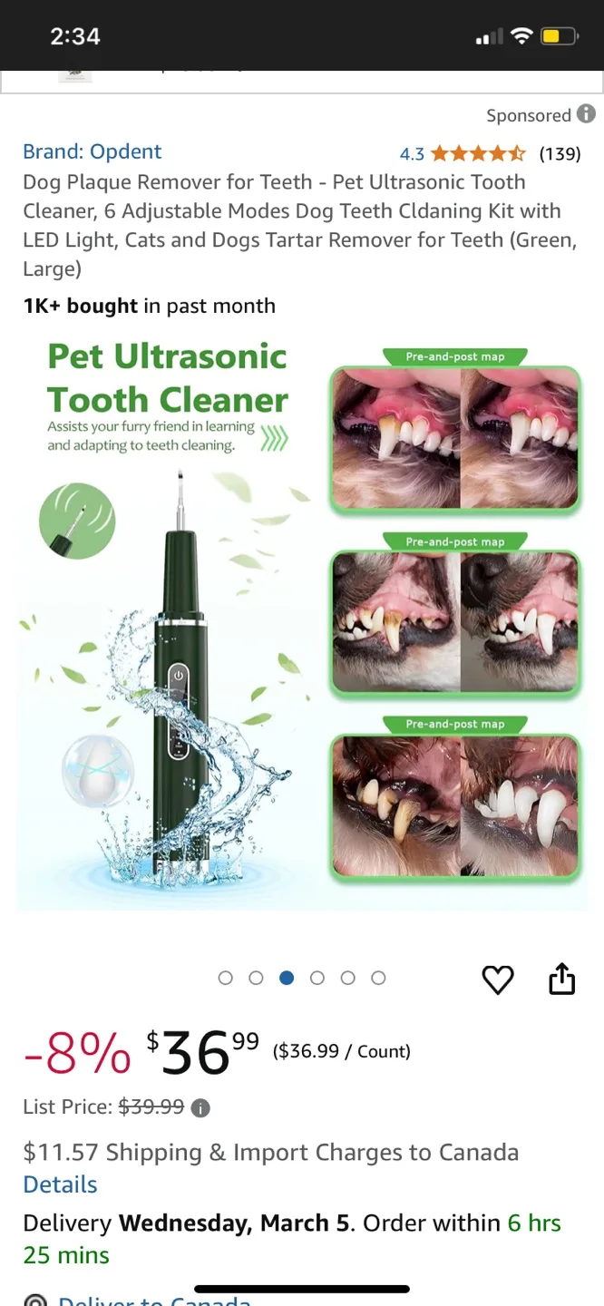 Opdent Pet Teeth Cleaner Set - Ultrasonic Dog Tooth Cleaner image indicator(6)