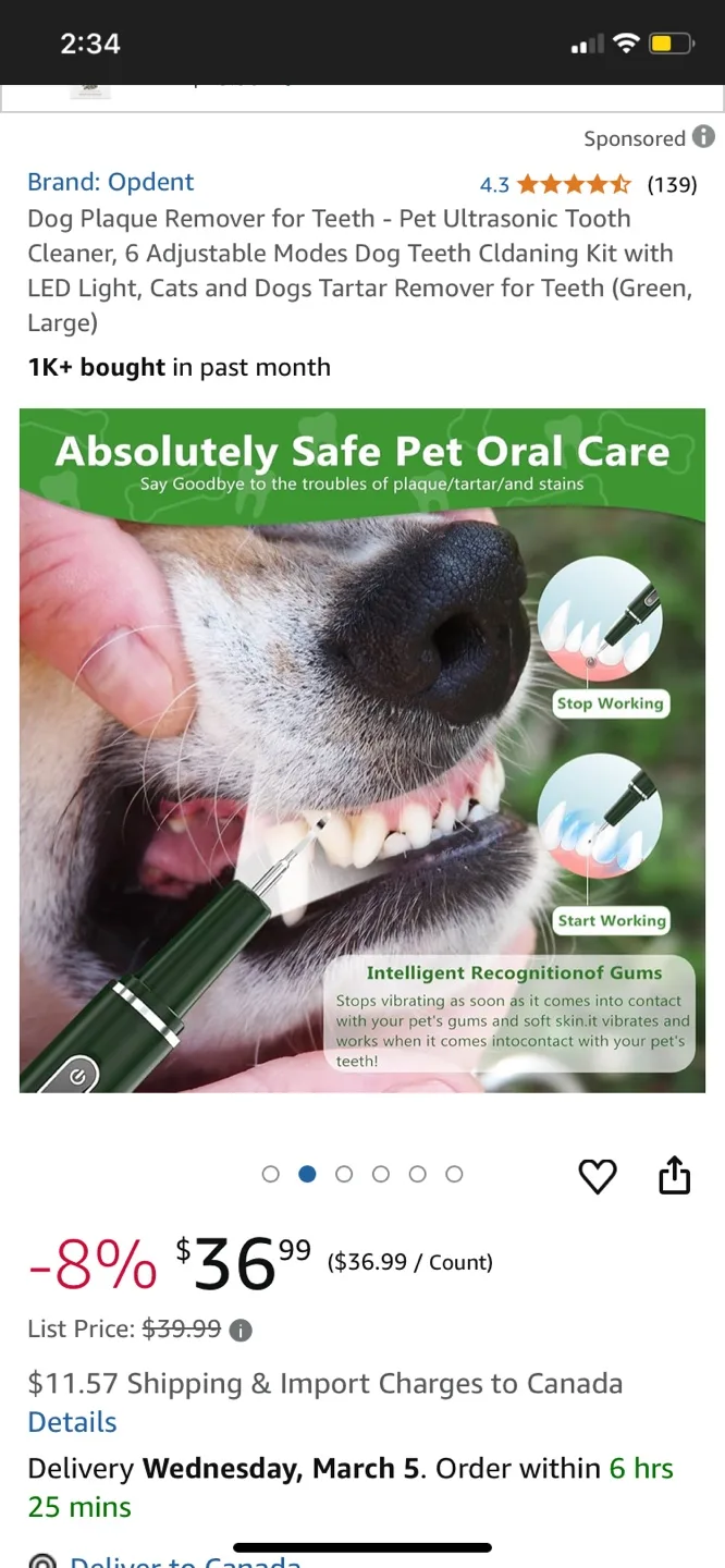 Opdent Pet Teeth Cleaner Set - Ultrasonic Dog Tooth Cleaner image indicator(5)