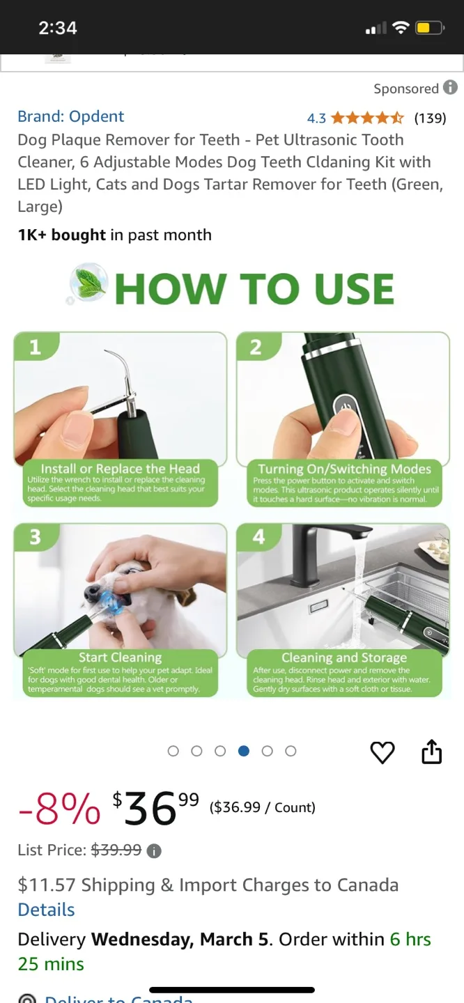 Opdent Pet Teeth Cleaner Set - Ultrasonic Dog Tooth Cleaner image indicator(7)