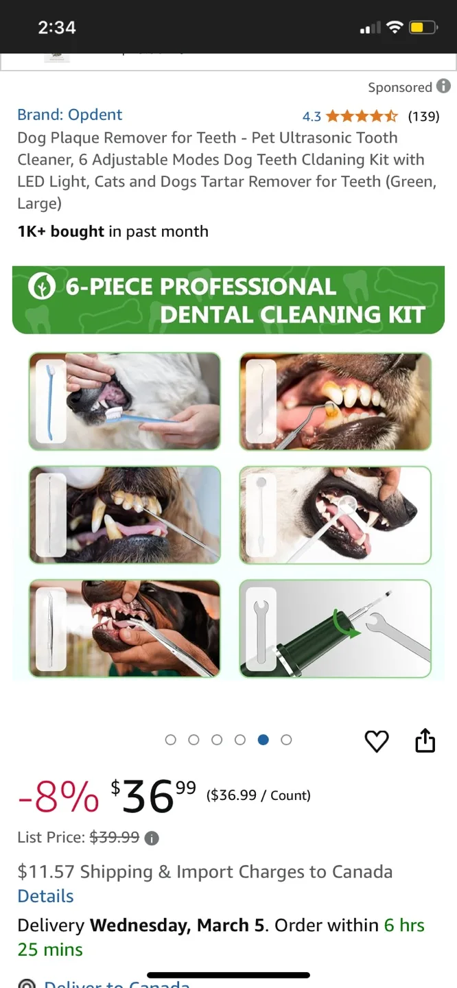 Opdent Pet Teeth Cleaner Set - Ultrasonic Dog Tooth Cleaner image indicator(8)