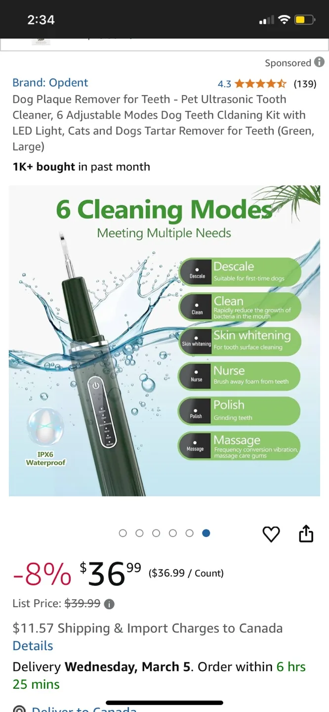 Opdent Pet Teeth Cleaner Set - Ultrasonic Dog Tooth Cleaner image indicator(9)