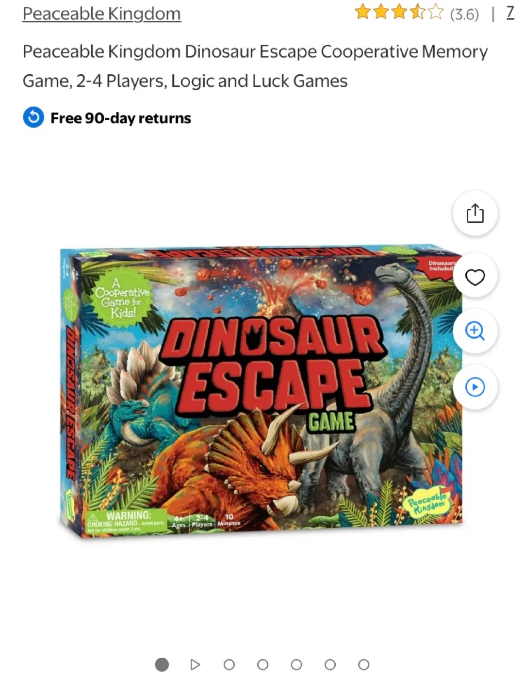 Peaceable Kingdom Dinosaur Escape Cooperative Game image indicator(2)