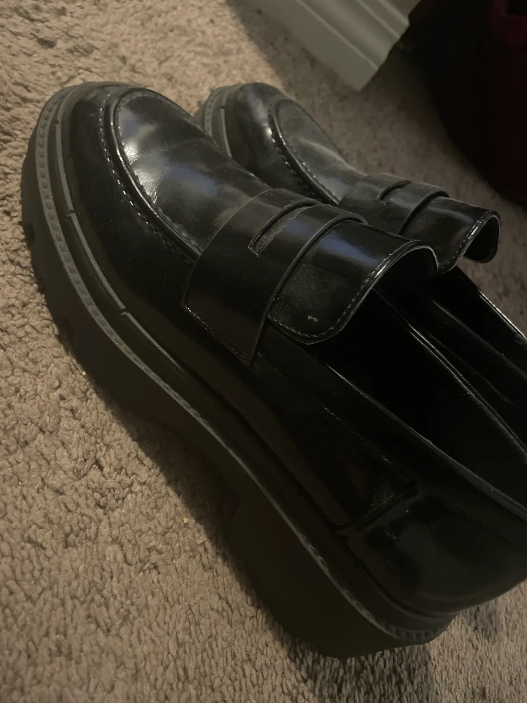 Zara Black Patent Leather Loafers - Size 39 image indicator(2)