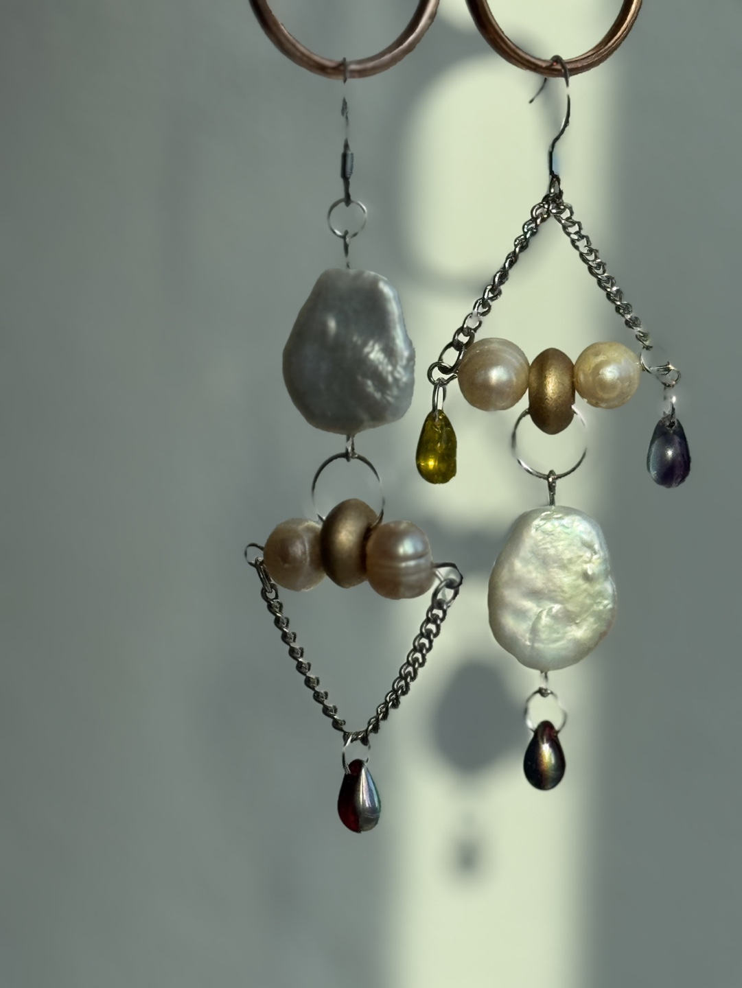 Unique real Pearls asymmetric Earrings - photo 2