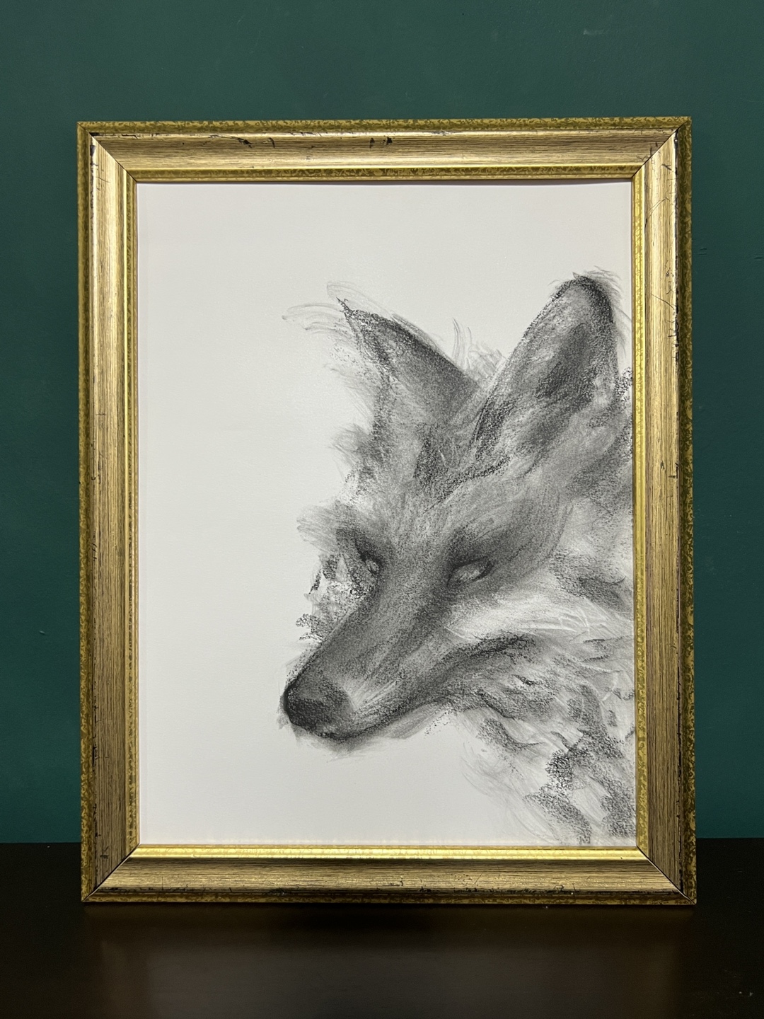 Original Charcoal Fox Drawing