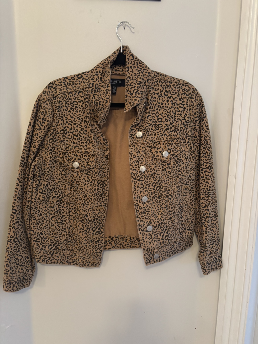 Brunette The Label Leopard Print Denim Jacket