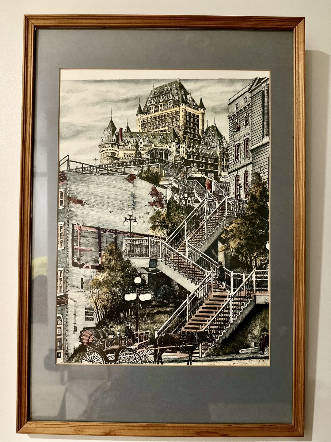 Framed Quebec City Painting