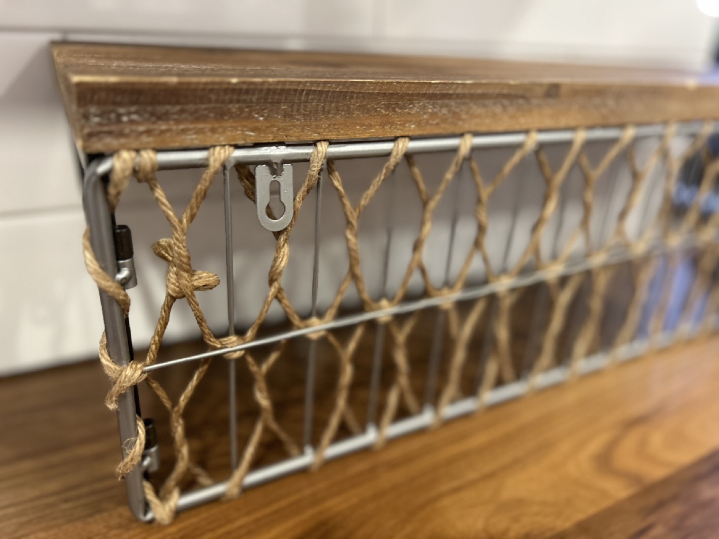 Pair Rustic Farmhouse Wall Shelves with Rope Detail - photo 4