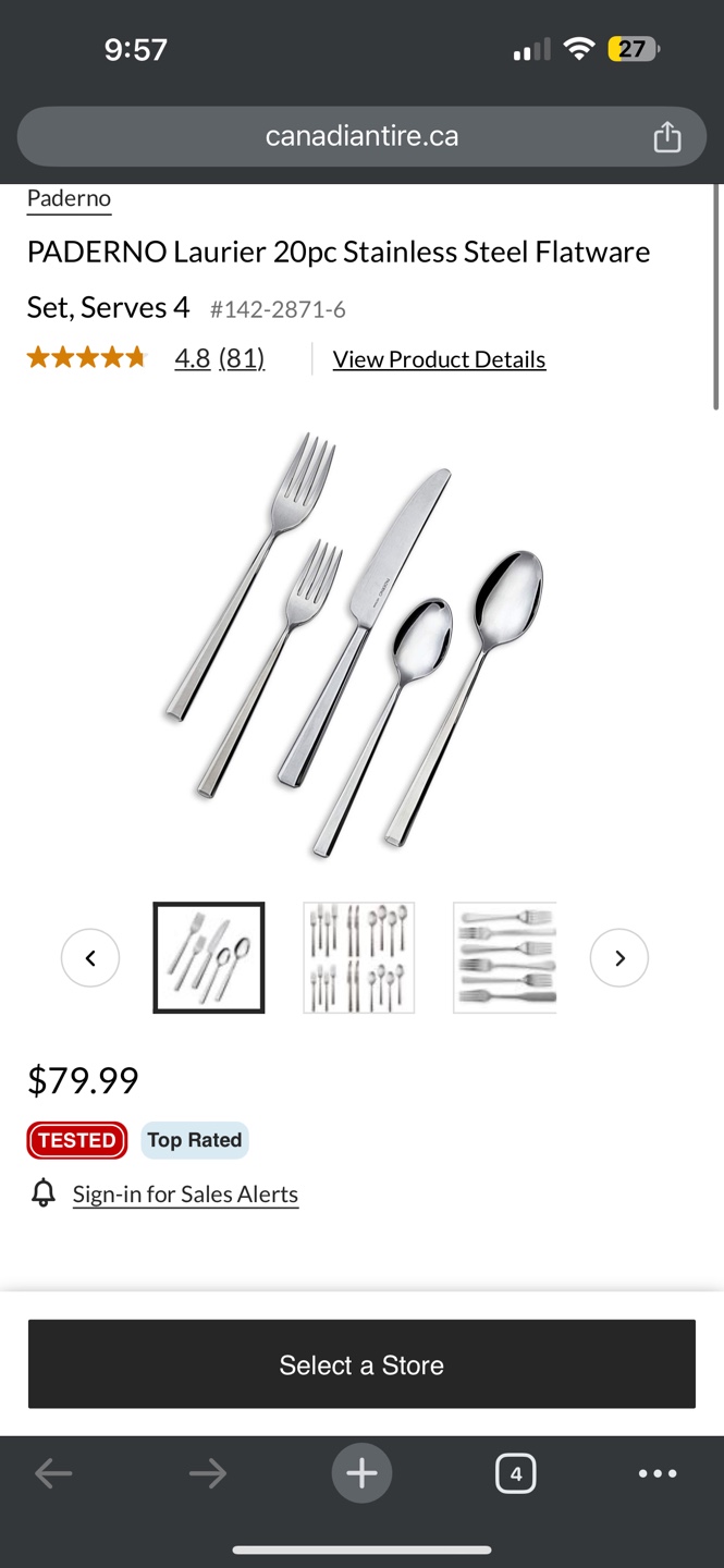 Paderno Laurier 20-Piece Stainless Steel Flatware Set - photo 2