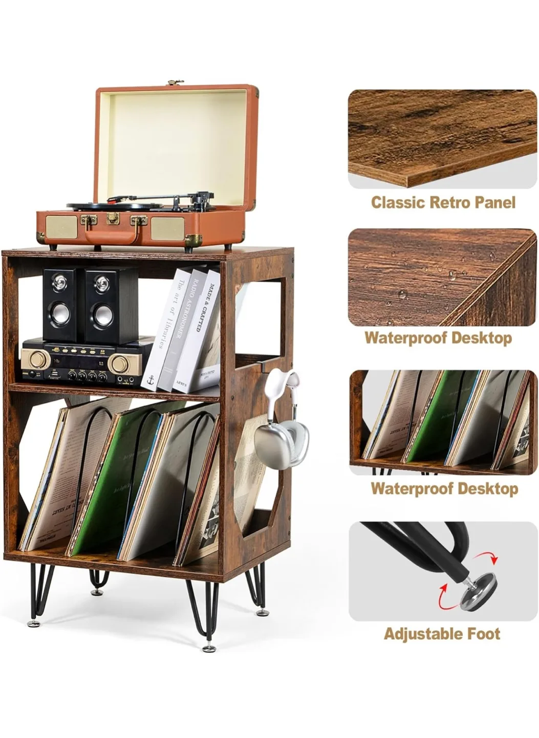 Mid-Century Modern Vinyl Record Storage Stand image indicator(5)