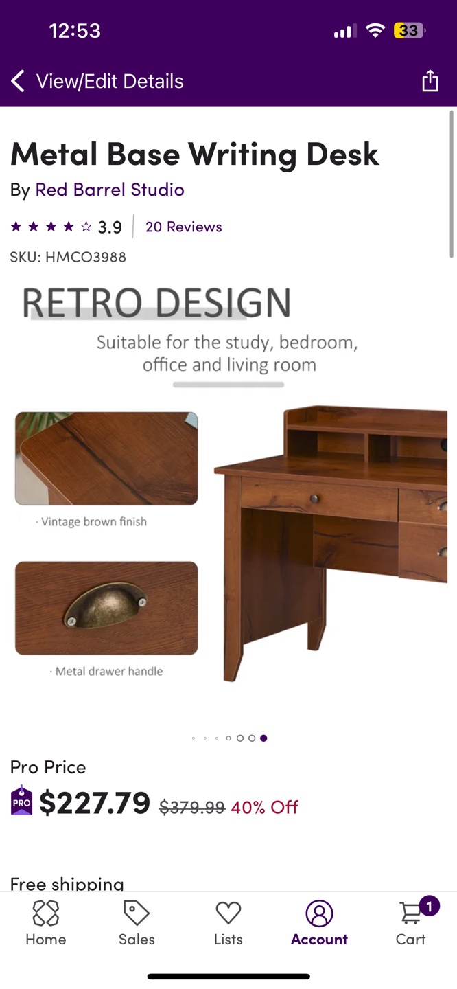 Red Barrel Studio Metal Base Writing Desk - photo 4
