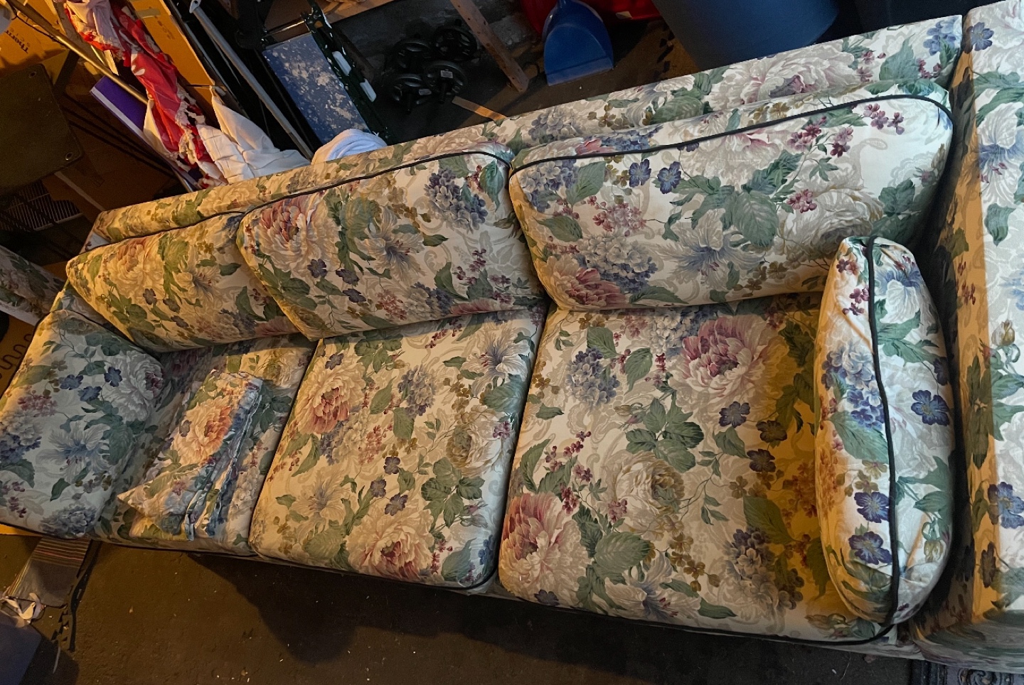 Floral patterned loveseat and sectional sofa set