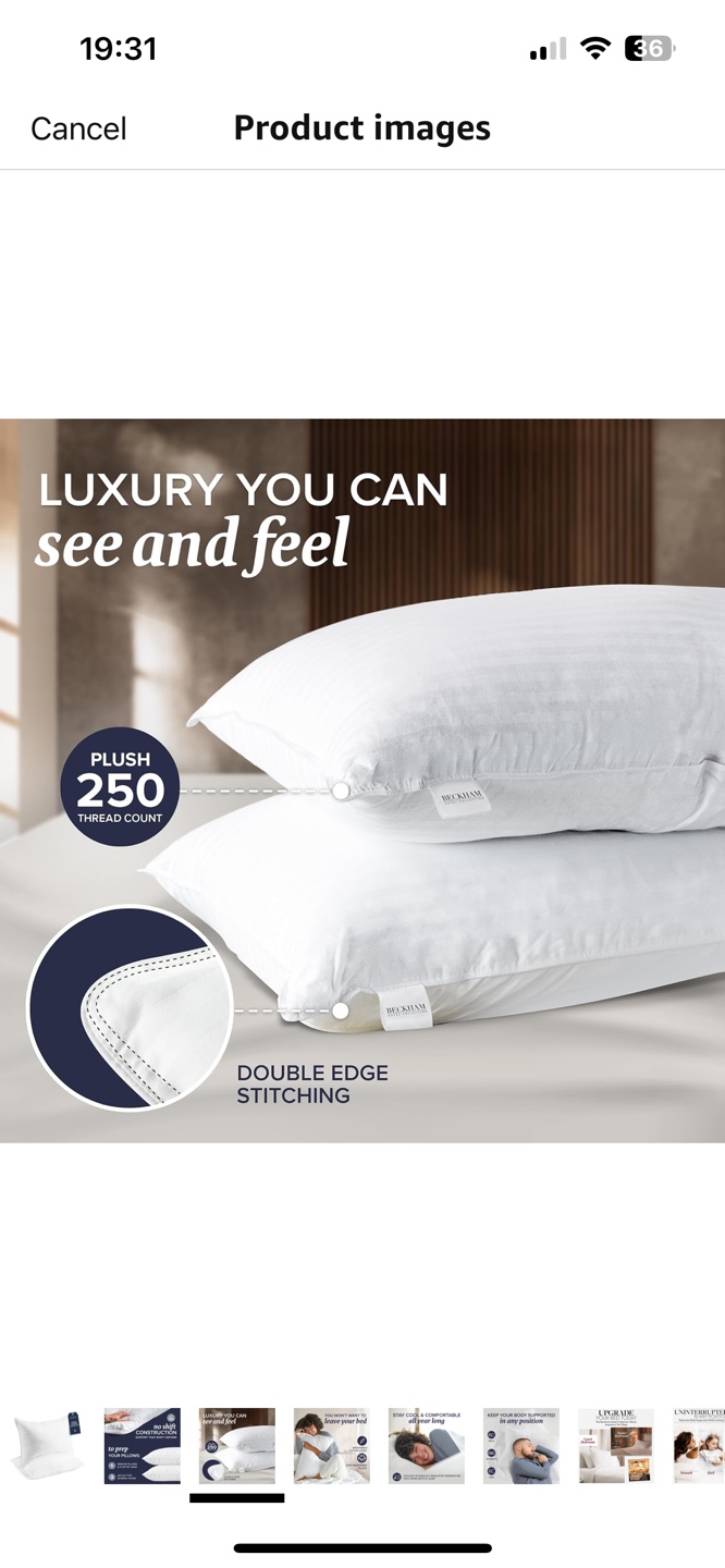 Beckham Hotel Collection Queen Size Pillows - 2 Pack